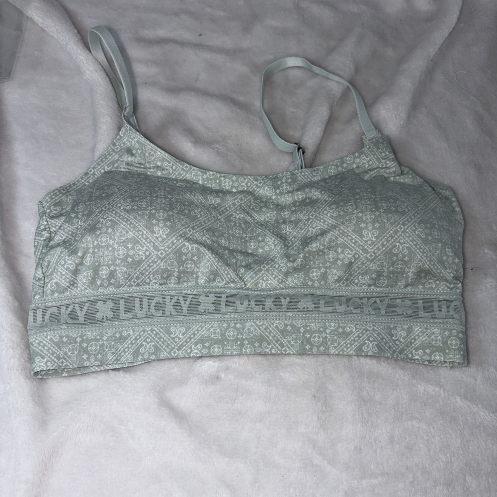 Lucky Brand Womens Sports Bra Medium Adjustable Strap Wireless Activewear Med